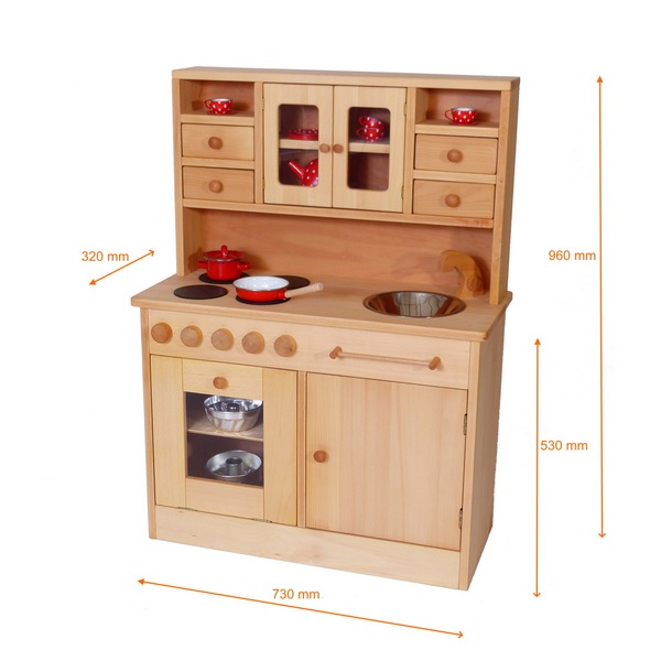Kinderküche Hänsel aus Buchenholz | Spielküche | Holzküche mit Zubehör